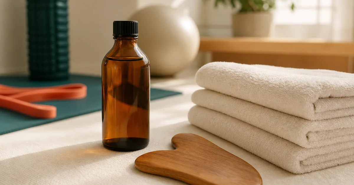 Physiotherapeutin führt eine sanfte manuelle Lymphdrainage am Arm einer liegenden Patientin durch